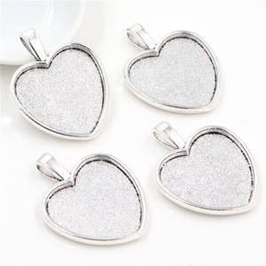 INTODIY Time Gem 25mm 2 색 하트 모양의 합금 펜던트 베이스 DIY 목걸이 펜던트 쥬얼리 키 체인 베이스 액세서리 - Product Image 3