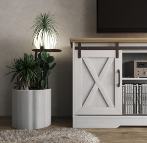 Muebles de habitación blanco negro Vintage consola chimenea eléctrica 160 cm Tv Mesa Unidad soporte gabinete madera - Product Image 3