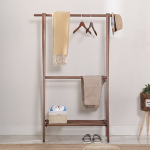 Perchero de Madera Maciza de Dos Niveles, Tipo de Pie, para Almacenamiento de Ropa en el Dormitorio, Diseño Moderno y Simple - Product Image 3
