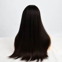 Topper de cheveux naturels noirs avec clips, postiche lisse en dentelle pour cheveux fins