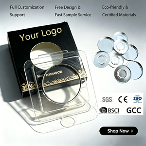 Bandeja de embalaje tipo blister vacía para recarga de sombra de ojos cosmética, estuche metálico y caja de cartón con logo personalizado para maquillaje de un solo color. - Product Image 1