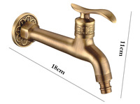 Robinet de machine à laver antique en cuivre, style européen, robinet de lavabo extensible, robinet mural à ouverture rapide à 4 points, eau froide uniquement