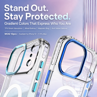 Coque de téléphone TPU à dégradé de couleurs pour iPhone 17 Pro Max, compatible avec la recharge magnétique sans fil, anneau métallique pour caméra, antichoc, OEM ODM, vente en gros