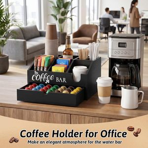 Wooden <b>coffee</b> bag storage <b>box</b>, cross-border kitchen countertop storage <b>box</b>, tea room multi-compartment <b>coffee</b> capsule organizer. - Product Image 4