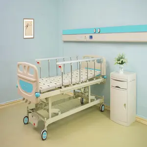 Cama de hospital manual ajustable, 3 manivela, Clínica de enfermería, cuidado de pacientes
