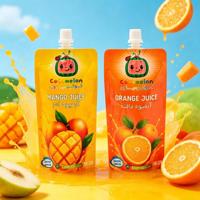 Nouvelles pochettes souples personnalisées en plastique alimentaire réutilisables avec bec verseur pour jus de mangue et d'orange