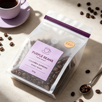 Sacs à café transparents mats givrés imprimés sur mesure à prix de gros avec fermeture éclair refermable et valve de dégazage unidirectionnelle