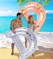 Vente en gros de matelas flottant gonflable en forme de D avec paillettes pour adultes, à forte flottabilité et stabilité, pour la plage et les centres de villégiature