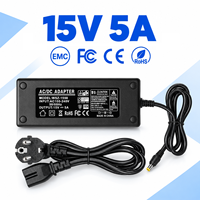 Özel Toptan 15V 5A EU Fişli 5.5x2.5mm 75W Masaüstü Güç Adaptörü Elektrikli Ayakta Çalışma Masası ve Ses Amplifikatörü için