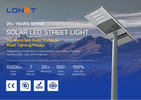 Farola Solar LED Todo en Uno LONGT 30W/40W/60W IP65 con Certificación ROHS, Sensor de Movimiento de Aluminio, Garantía de 3 Años, Luz Diurna de 6000K