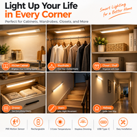 Lampu Kabinet Sensor Gerak PIR Isi Ulang 4 Mode Lampu LED Nirkabel di Bawah Kabinet dengan Warna & Peredupan yang Dapat Disesuaikan