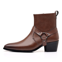 Bottes en cuir PU tendance pour hommes avec logo personnalisable, grandes tailles, style moto, hauteur cheville, noires, pour l'automne et l'hiver