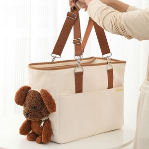 Yüksek kaliteli pamuk kumaş + naylon bez büyük kapasiteli köpek çanta moda açık seyahat Pet omuzdan askili çanta - Product Image 2