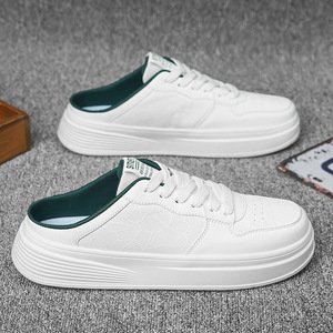 Chaussures plates décontractées d'été pour hommes, respirantes, légères, style sport-décontracté, demi-mules, pour jeunes adultes, semelle épaisse en EVA, antidérapantes en PU - Product Image 2