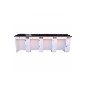 Doble latón <span class=keywords><strong>2022</strong></span> MESA DE MANICURA antigua barra larga blanca salón colector de polvo luz mesa de <span class=keywords><strong>uñas</strong></span> de lujo - Product Image 2