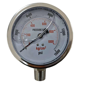 Manômetro de Alta Pressão 100mm (4\") 100MPa/15000psi - Aço Inoxidável 304, 1/2\" NPT, Certificado ASME B40.3, para Sistemas Hidráulicos - Product Image 1