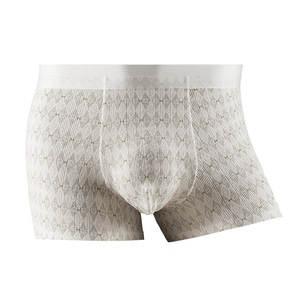 Caleçons pour hommes imprimés motif losanges, taille mi-haute, en coton et élasthanne, antibactériens, tricotés sans couture - Product Image 2