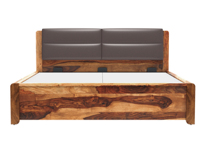 Lit King fait à la main au design moderne rangement en bois massif tendance meubles de chambre à coucher décoratifs prix de gros fournisseur indien - Product Image 3