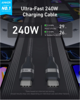 Câble USB-C vers USB-C Anker (0,9 m / 1,8 m, 240 W, tressé amélioré) Chargeur rapide Type C pour iPhone 17/17 Pro/17 Air/16 Pro
