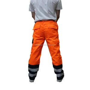 Poly-Cotton Heavy Duty Hi-Viz Workwear Pants Men Cargo Pants for Industrial Workshop Repairmen Mechanic Work Pants Men