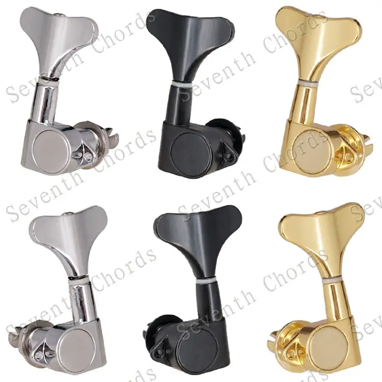 A Set 6 Pcs Gold Fish Tail Buttons 6 String Bass Guitar Tuning Pegs Tuners Machine Heads - 3L3R / 2R4R /4L2R