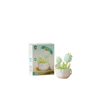 Série Histoires de Paniers de Fleurs : Rose Petite Marguerite, Blocs de Construction DIY en Plastique ABS (200-400 Pièces), Ornements en Pot