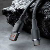 Kabel Data USB Type-C Pengisian Cepat 100W, Kabel Pengisian Daya Type-C ke Type-C Berbahan Nilon Kepang, Cocok untuk Perangkat IOS dan Android