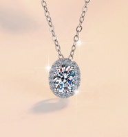 Collier pendentif classique et minimaliste en argent sterling 925 avec moissanite ovale de 1 carat pour femme
