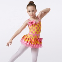 Vestido de Baile Jazz con Estampado de Lunares MiDee para Niñas, con Camisola, Detalles de Lazos y Falda Tutú para Actuaciones en Escenario