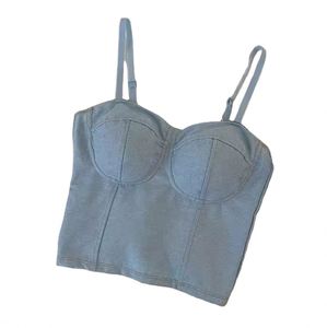 Haut court polyvalent en crochet pour femme, camisole en jean avec dos élégant, sans manches, à porter comme sous-vêtement ou vêtement d'extérieur - Product Image 3