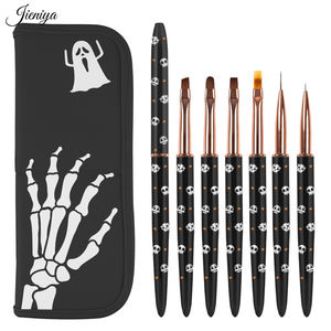 Plusieurs tailles style <span class=keywords><strong>Halloween</strong></span> motif crâne manche en métal noir Liner Painting Stripe Drawing Pen Nail Art Brush set - Product Image 1