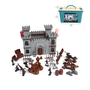 Jeu de Rôle Imaginatif pour Enfants 4-6 Ans : Ensemble de Soldats en Plastique Éducatif avec Grand Château <span class=keywords><strong>du</strong></span> Royaume des Chevaliers et Figurines Cool Argent/Noir - Product Image 3