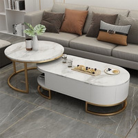Table basse ovale de luxe de dalle de roche de conception moderne accessible pour de petits appartements