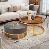 CHAUD Verre trempé Céramique Marbre Design Salon Meubles Console moderne Table à thé Table basse avec finition noire
