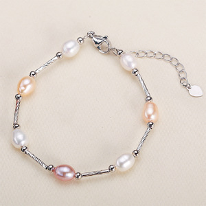 Pulsera de Perlas de Agua Dulce Ajustable con Forma de Arroz para Mujer, Joyería de Diosa Madre, Regalo al por Mayor - Product Image 3