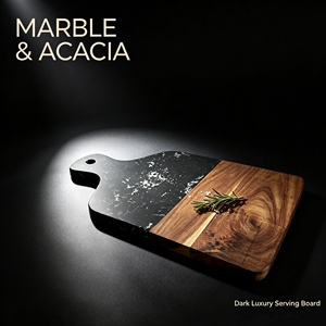Planche à charcuterie en marbre et bois d'acacia avec trou <span class=keywords><strong>de</strong></span> suspension, plateau <span class=keywords><strong>de</strong></span> service pour fromages pour la maison et la cuisine - Product Image 2