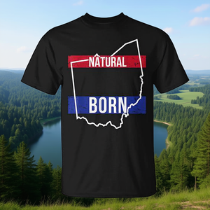 T-shirt Ohio Native, design Natural Born State Pride, en coton noir, unisexe pour adultes - Product Image 3