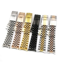 Bracelet de montre Jubilee Oyster en acier 316L argenté, doré, noir, or rose, avec fermoir, pour Seiko SKX SKX007, extrémités courbées creuses de 22 mm