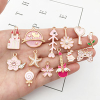 Breloques en émail rose pour la fabrication de bijoux, 27 mm, pendentifs en alliage de zinc à thèmes variés, 31 styles