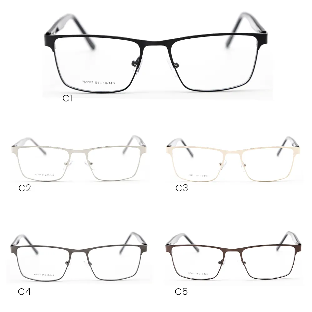 Klasik tasarım dikdörtgen erkekler Metal optik gözlük