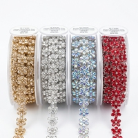 Ruban de strass en verre en forme de fleur à coudre, applique florale en cristal pour robe de femme, accessoires de couture DIY