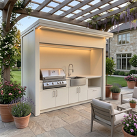 Abri de cuisine extérieur en acier inoxydable avec volets roulants, résistant aux intempéries, pour barbecue