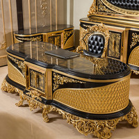 Bureau et chaise de style européen en bois massif sculpté style français palais villa feuille d'or bureau chaise pivotante meubles d'étude
