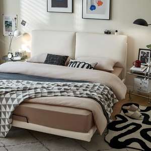 Letto Matrimoniale King Size con Design a Bordi Quadrati, Silenzioso, Antiscivolo, in Morbida Pelle, Ideale per Camera da Letto Principale - Product Image 3