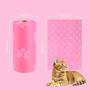 300 sacs à déjections canines roses avec motif patte, sacs à déchets jetables à fermeture autocollante pour usage domestique - Product Image 4