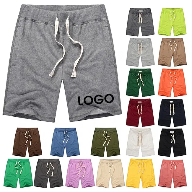 Wholesale breathable Gym Sport Sweat Pants Men's Custom Logo Printing 100% Cotton Men French Terry Sweat Short Pants