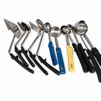Set Sendok Sup, Sendok Porsi Makanan, dan Saringan dari Stainless Steel dengan Gagang Lengkung untuk Penggunaan Dapur Hotel Komersial