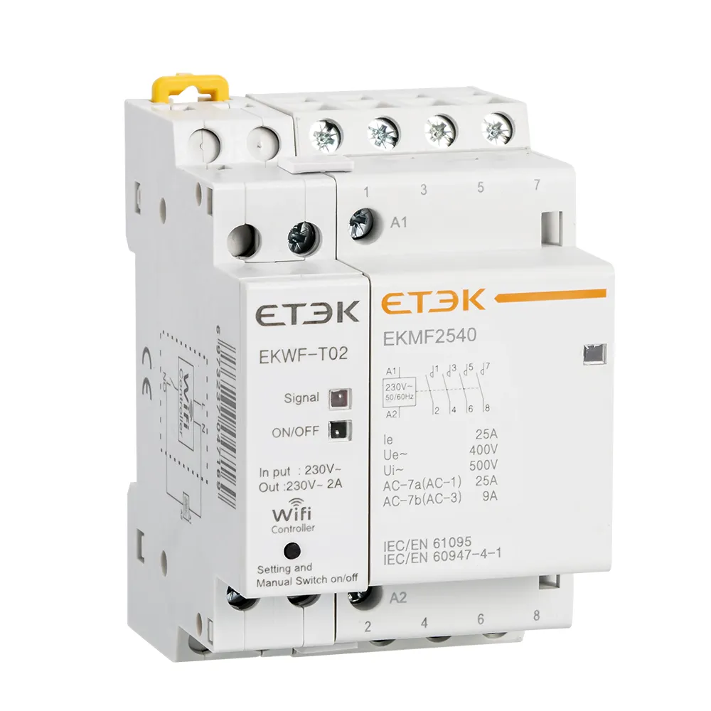ETEK contactor inteligente AC 220V 4 polos y 2 modulares TUYA/WIFI contactores eléctricos WIFI interruptor inteligente controlador contactor