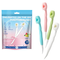 Nouvelles saveurs – Brosse à dents portable jetable mini nano à billes éclatantes, double cure-dent, poils souples, emballage individuel pour voyage