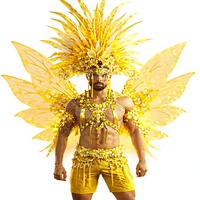 Disfraz de Samba Dorado de Lujo para Hombre, con Plumas Amarillas Grandes, Alas de Mariposa, para Actuaciones en Escenario y Desfiles